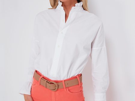 White Easy Ruffle Shirt For Cheap