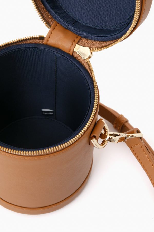 Atlas Tan Leather Crossbody Capsule Bag For Cheap