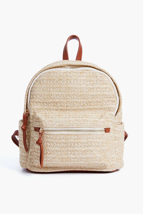 Raffia Braided Backpack For Cheap