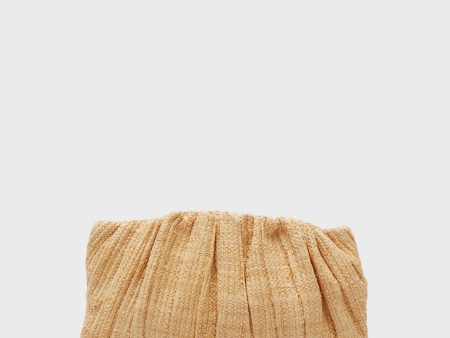 Natural Straw Brit Pleated Clutch Sale