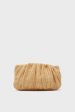 Natural Straw Brit Pleated Clutch Sale