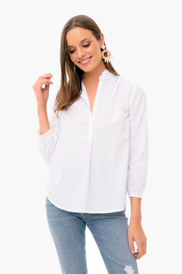 White Sara B Henley Shirt on Sale