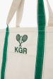 Green Embroidered Tennis Racket Boat Tote Online Sale