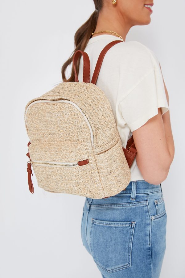 Raffia Braided Backpack For Cheap