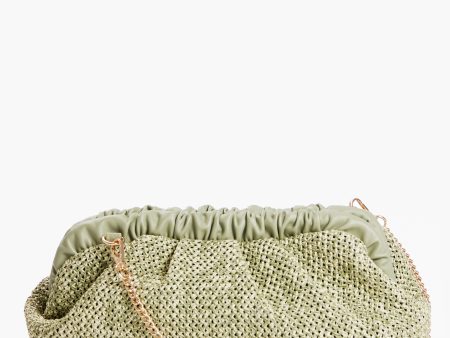 Sage Straw Delvina Clutch Online