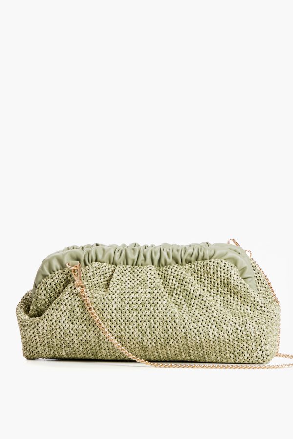 Sage Straw Delvina Clutch Online