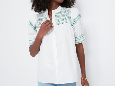 White Embroidered Saylor Shirt on Sale