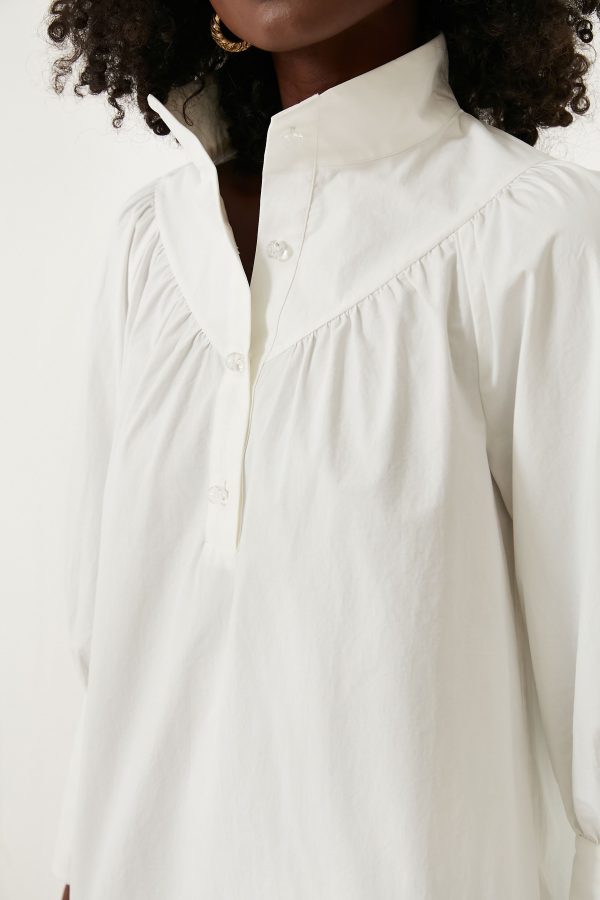 White Poplin Corrigan Blouse Sale