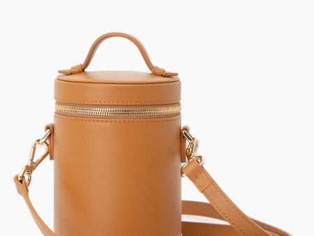 Atlas Tan Leather Crossbody Capsule Bag For Cheap