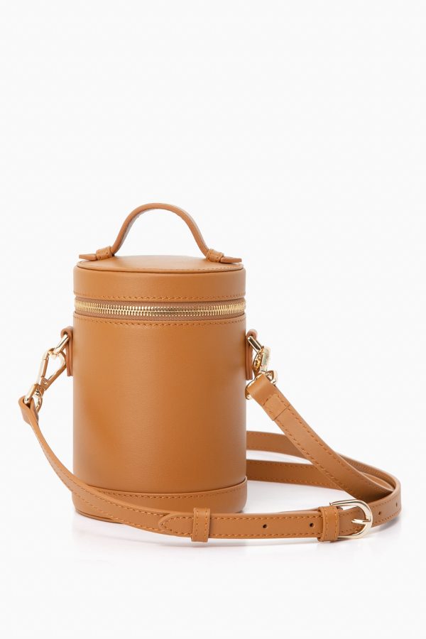 Atlas Tan Leather Crossbody Capsule Bag For Cheap