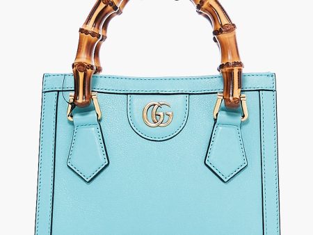 Gucci Light Blue Leather Diana Mini Tote Bag Fashion