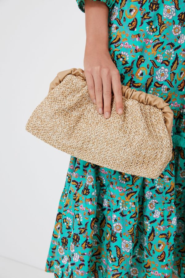 Natural Straw Delvina Clutch Online now