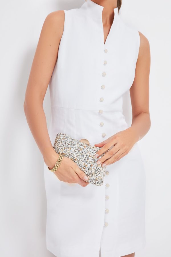 Ivory Shelley Glitter Clutch Hot on Sale