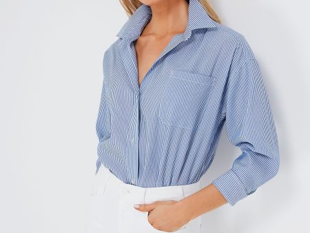 Blue Striped Hughes Button Down Fashion