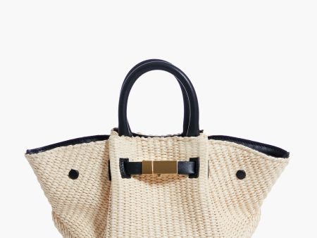 Black Natural Raffia Mini New York Bag For Sale