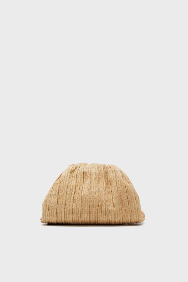 Natural Raffia Bailey Pleated Clutch For Cheap