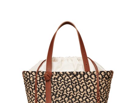 Black Melange Raffia Tote Sale