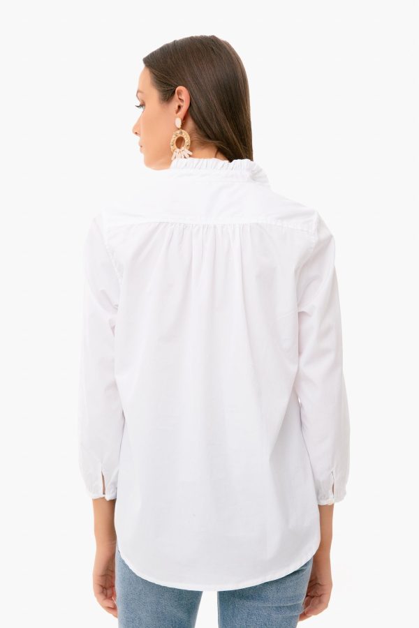 White Sara B Henley Shirt on Sale