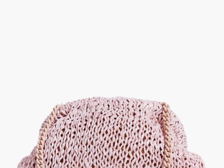 Pale Pink Raffia Game Clutch For Discount