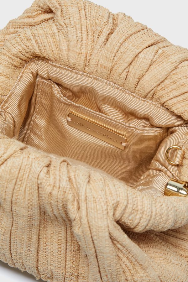 Natural Raffia Bailey Pleated Clutch For Cheap