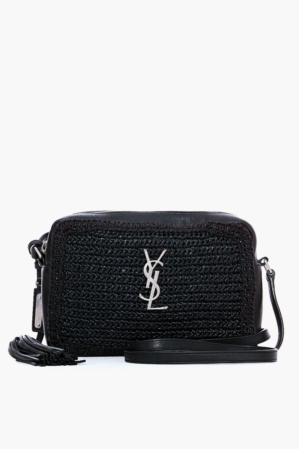 Saint Laurent Black Raffia Camera Bag Sale