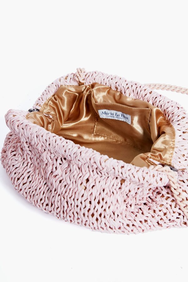 Pale Pink Raffia Game Clutch For Discount