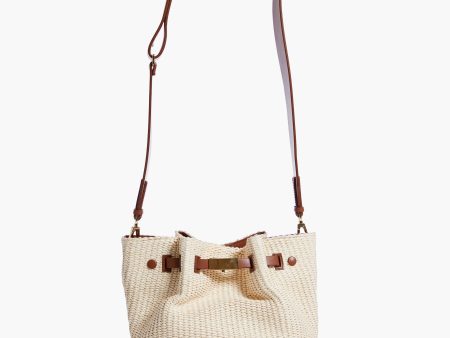 Tan Natural Raffia New York Bucket Bag Online Sale