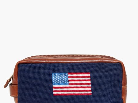 Navy American Flag Needlepoint Toiletry Bag Supply