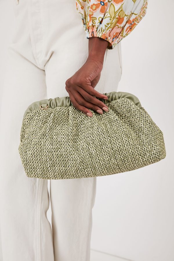 Sage Straw Delvina Clutch Online