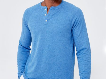 Ultra Marine Heather Cloud Long Sleeve Henley on Sale