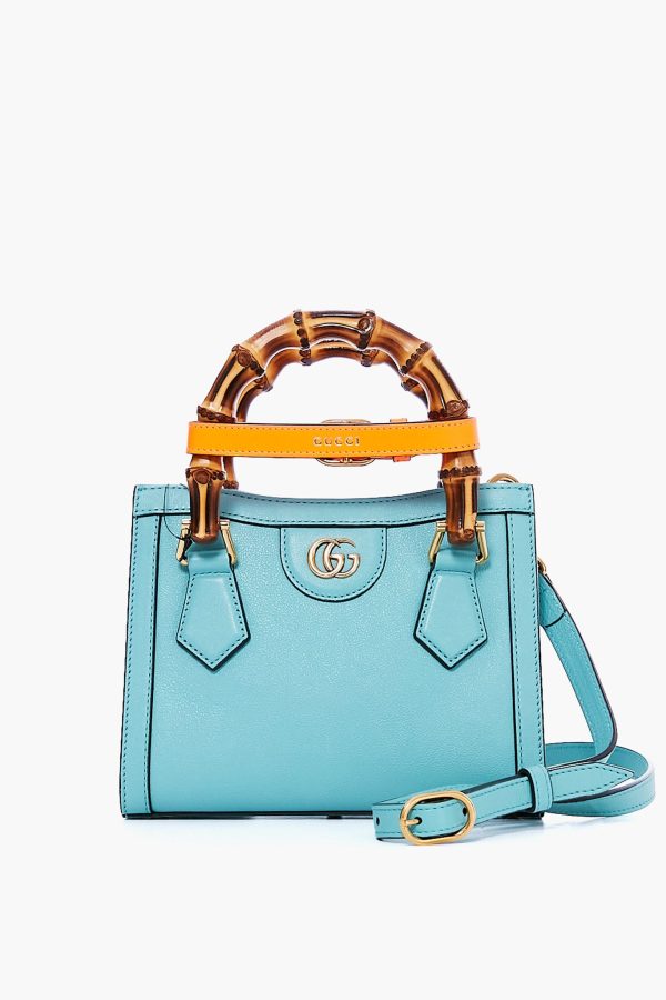 Gucci Light Blue Leather Diana Mini Tote Bag Fashion