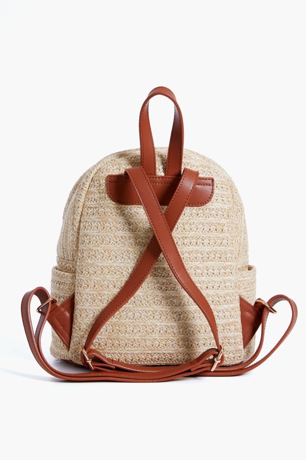 Raffia Braided Backpack For Cheap