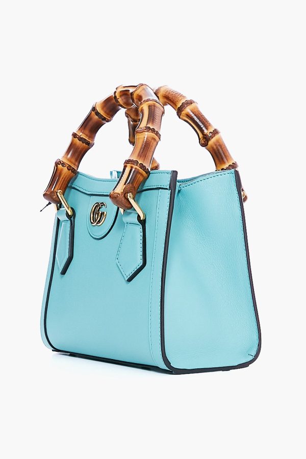 Gucci Light Blue Leather Diana Mini Tote Bag Fashion