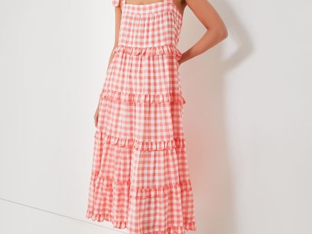 Apricot Gingham Acapulco Dress For Cheap