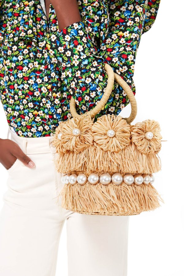 Natural Liv Round Floral Bucket Bag Online Sale