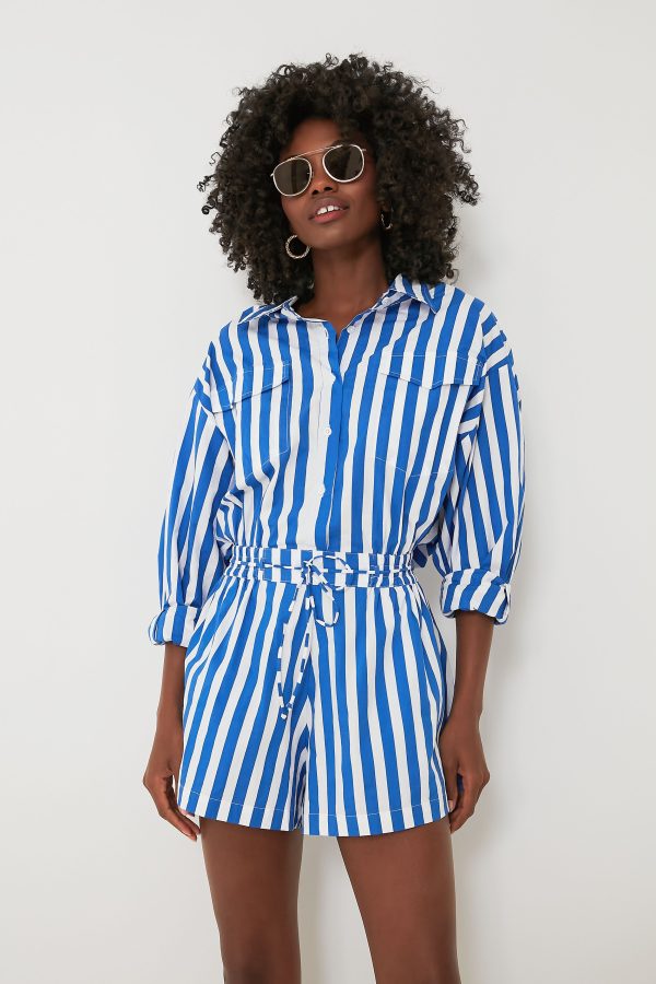 Bayou Stripe Cobalt Isole Playsuit Discount