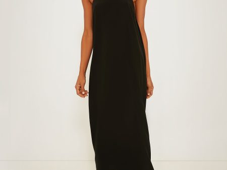 Black High Neck Midi Dress on Sale