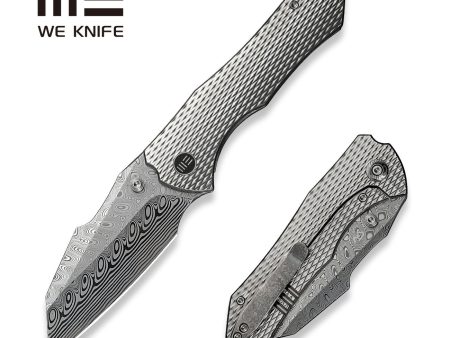 WEKNIFE High-Fin XL Thumb Stud Knife Titanium Handle (3.48  Damasteel Blade) WE24010-DS1 For Sale