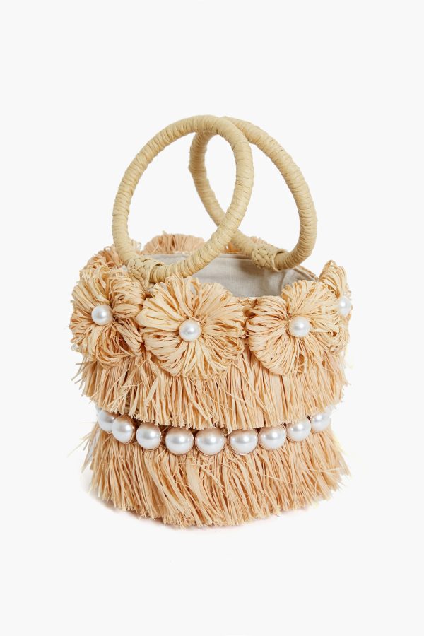 Natural Liv Round Floral Bucket Bag Online Sale