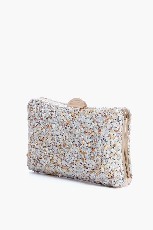 Ivory Shelley Glitter Clutch Hot on Sale