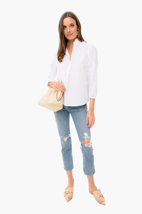 White Sara B Henley Shirt on Sale