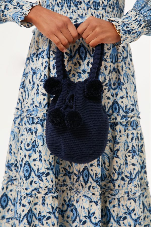 Navy Mini Tassel Bag Online now