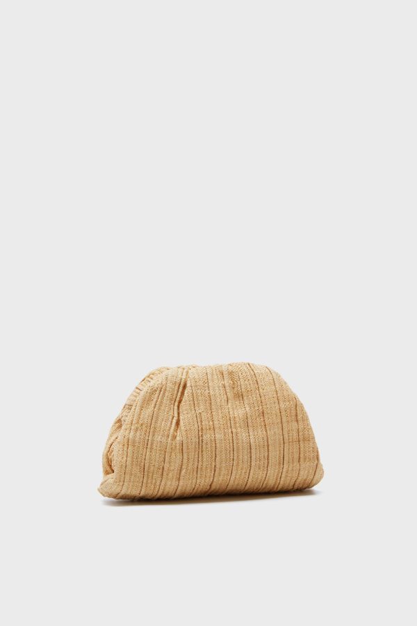 Natural Raffia Bailey Pleated Clutch For Cheap