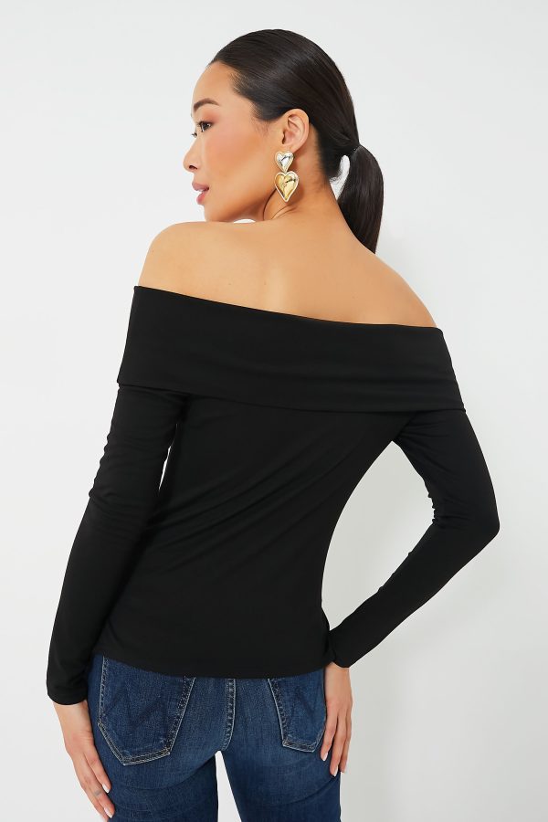 Black Off The Shoulder Sweater Top Fashion