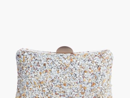 Ivory Shelley Glitter Clutch Hot on Sale