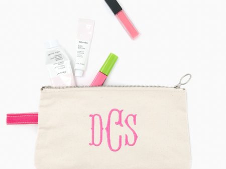 Pink Monogrammed Canvas Make-Up Bag on Sale