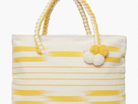 Yellow Woven Pom Pom Tote Supply