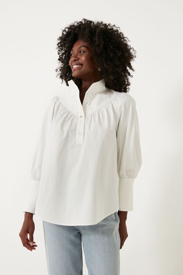 White Poplin Corrigan Blouse Sale