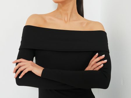 Black Off The Shoulder Sweater Top Fashion