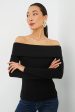 Black Off The Shoulder Sweater Top Fashion